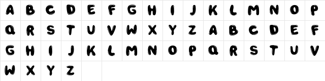 Dragon Ball Regular  glyph index