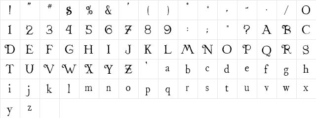 St. Nicholas Regular  glyph index