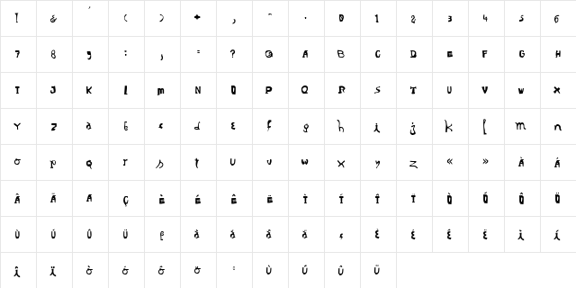 LaDaphnAnormal Medium  glyph index