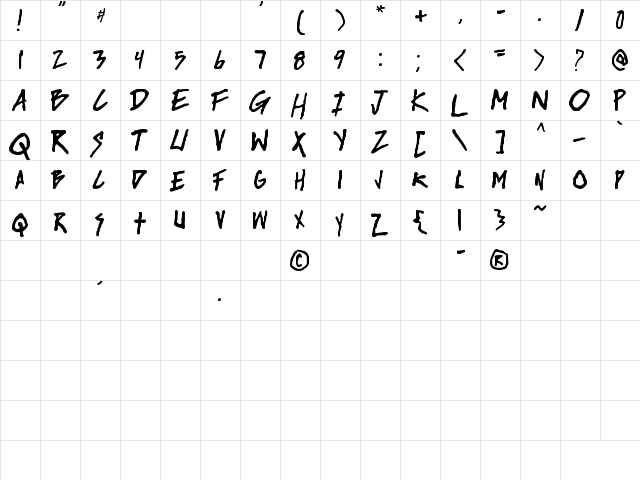 rise up Regular  glyph index