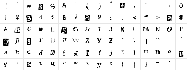 CK Newsclips Regular  glyph index