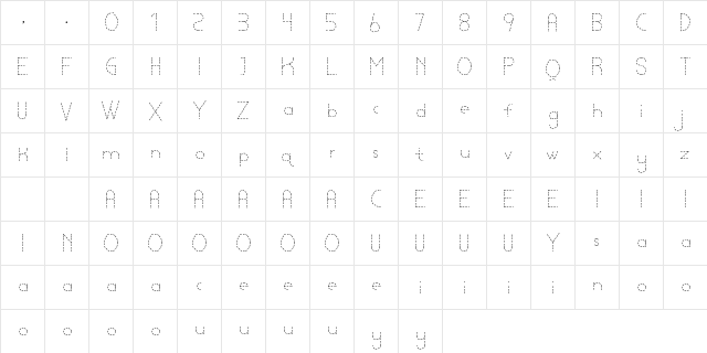 Lamborgini Thin Dash Regular  glyph index