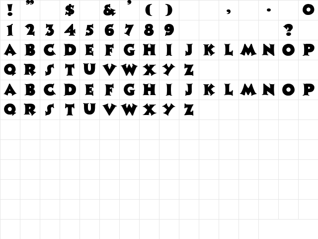 Mr. Niceguy 4 Bold  glyph index