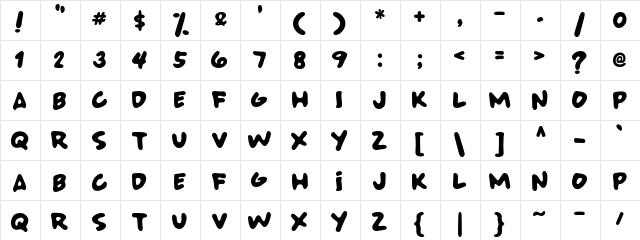 SUPER BAD FONT Regular  glyph index