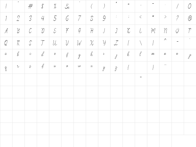 Zisilia Regular  glyph index