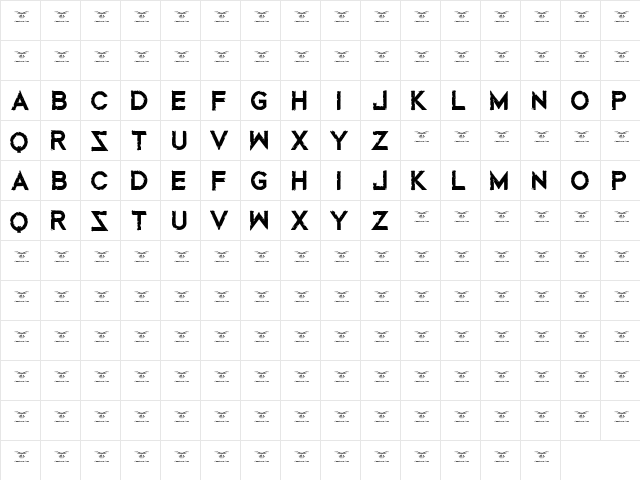 Mustafar Reloaded Regular  glyph index