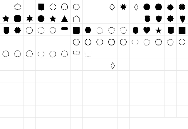 frames Regular  glyph index