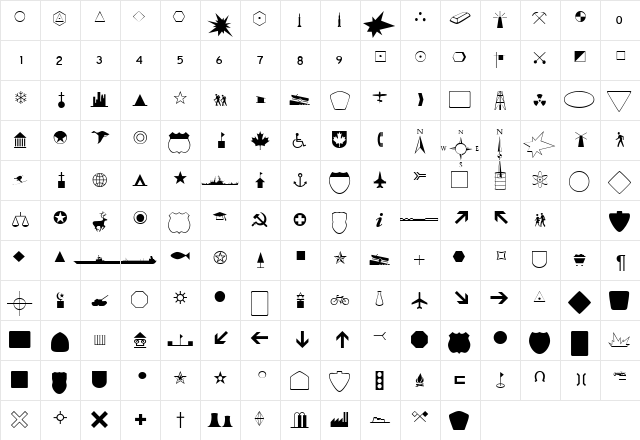 CarltonDB Normal  glyph index