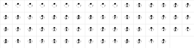 KR Mad Tea Party Regular  glyph index