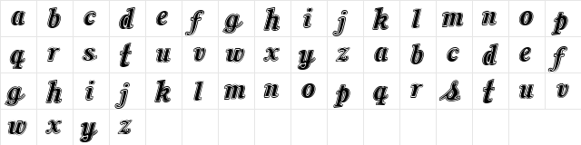 oil Regular  glyph index