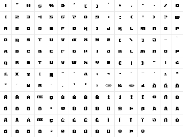 Livewired Academy Regular  glyph index