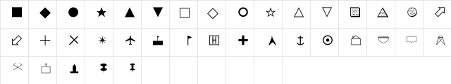 Map Symbols Regular  glyph index