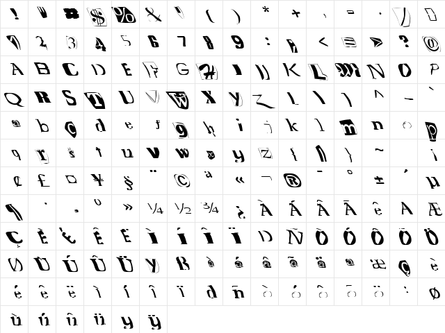 FZ WARPED 15 LEFTY Normal  glyph index