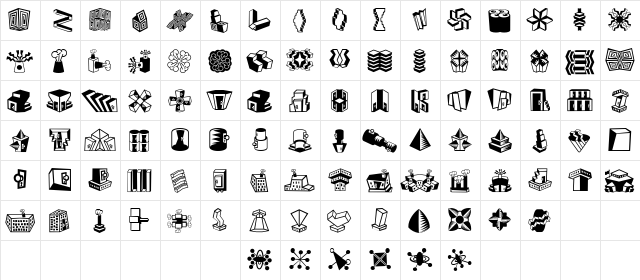 Mini Pics Lil Features Regular  glyph index