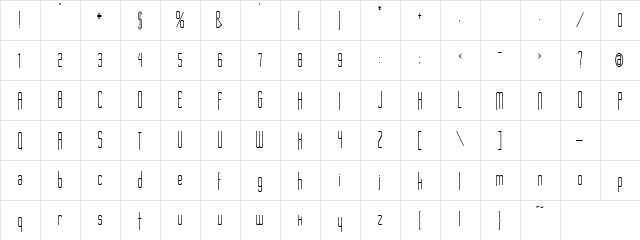 Captain Regular  glyph index