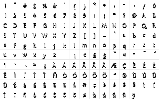 BarbedorTRegSh1 Regular  glyph index