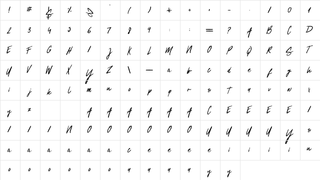 Springs Regular  glyph index