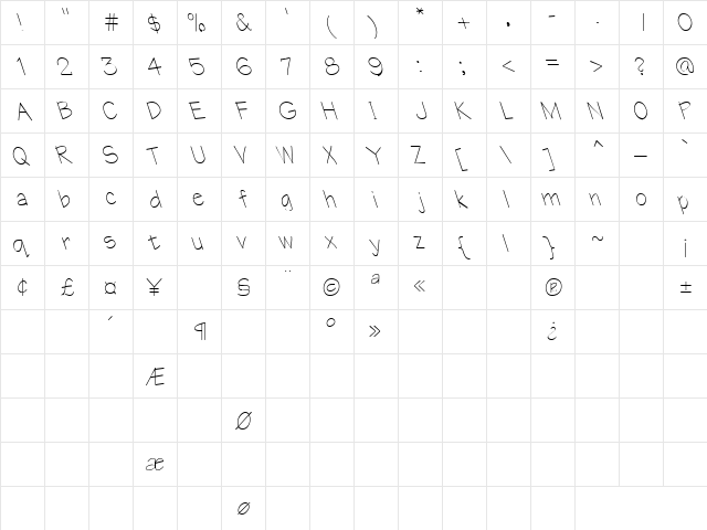 Stand 2 Regular  glyph index
