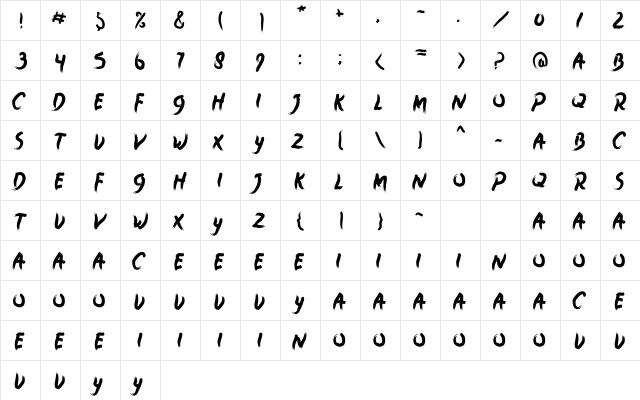 Crunch Regular  glyph index