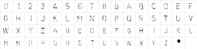 Stencilcase Regular  glyph index