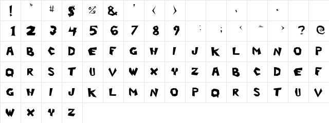 Quick Balls Regular  glyph index