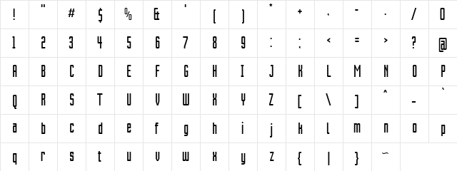 Vixar ASCI Regular  glyph index