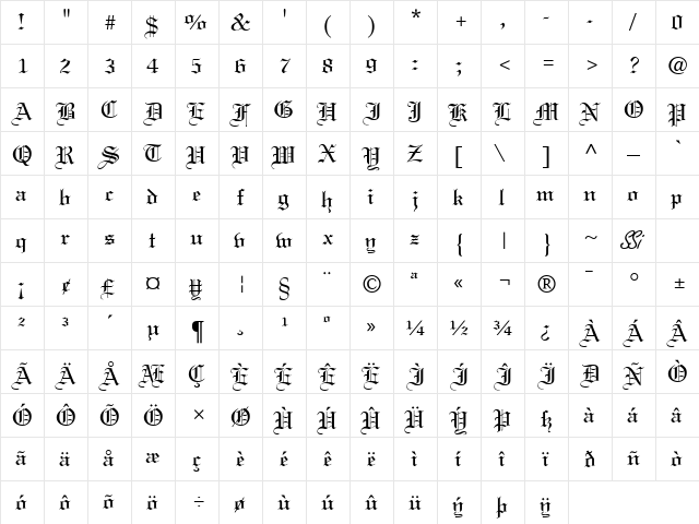 Clerestory SSi Regular  glyph index