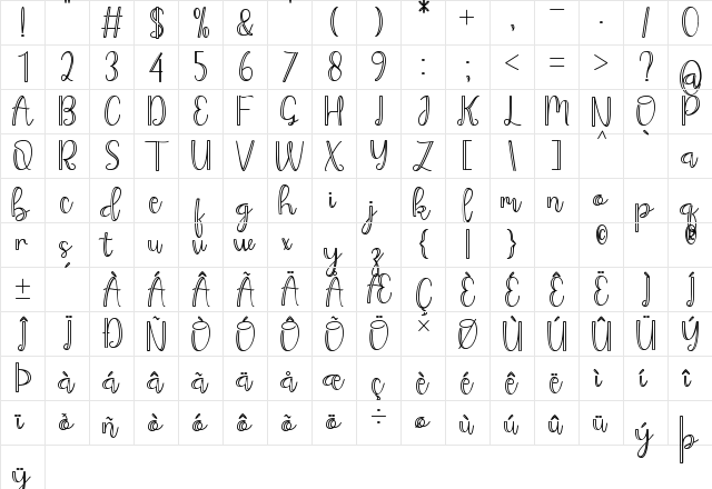 King And Queen Regular  glyph index