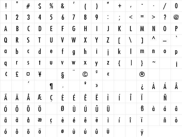 Thank You 4 Regular  glyph index