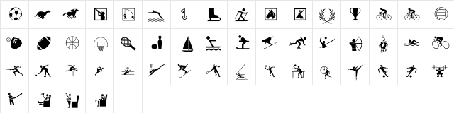 Sports One MT Regular  glyph index