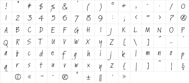 KremlinC Regular  glyph index