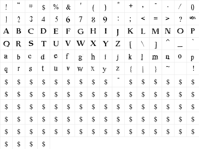 Dust Serif Regular  glyph index