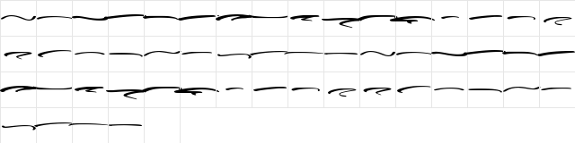 Parfait Swash Line Regular  glyph index