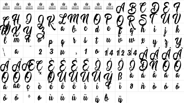 Mustard Personal Use Regular  glyph index