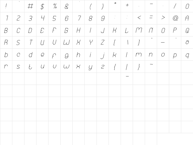 Essential Arrangement Italic  glyph index
