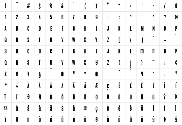 CycloneLayers Regular  glyph index