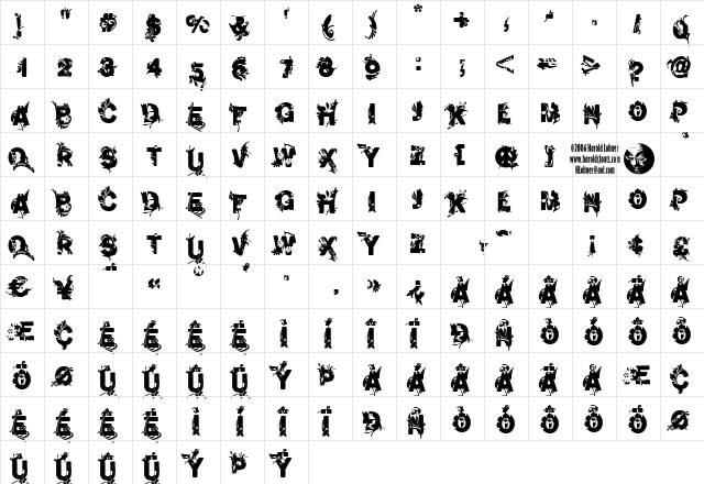 GardenFull Regular  glyph index
