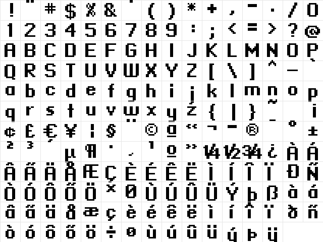 standard 09_66 Regular  glyph index