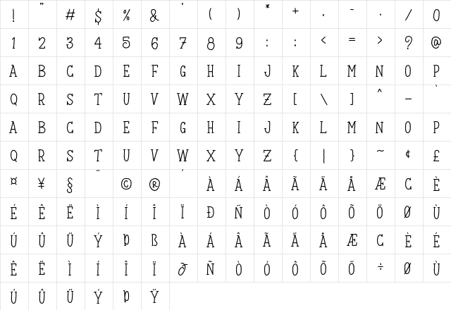 Kulon Regular  glyph index