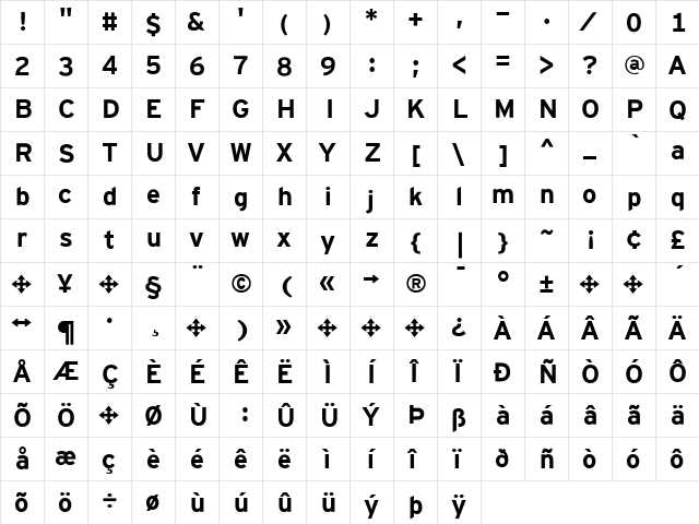 Interstate Mono Bold  glyph index