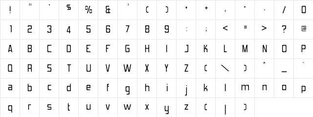 ForgottenFuturist Regular  glyph index
