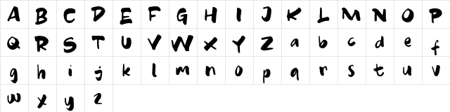 CARTOON FREE Regular  glyph index