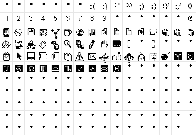 Betabet WebBetabats Regular  glyph index
