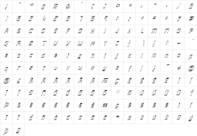 FZ DIGITAL 5 HOLLOW ITALIC Normal  glyph index