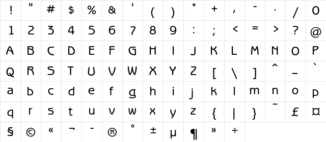 BenguiatGothicHeavyC Regular  glyph index