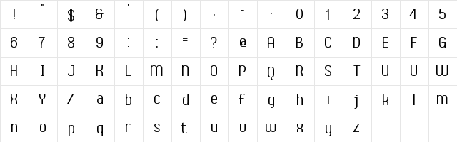 Ambrosia Demo Regular  glyph index