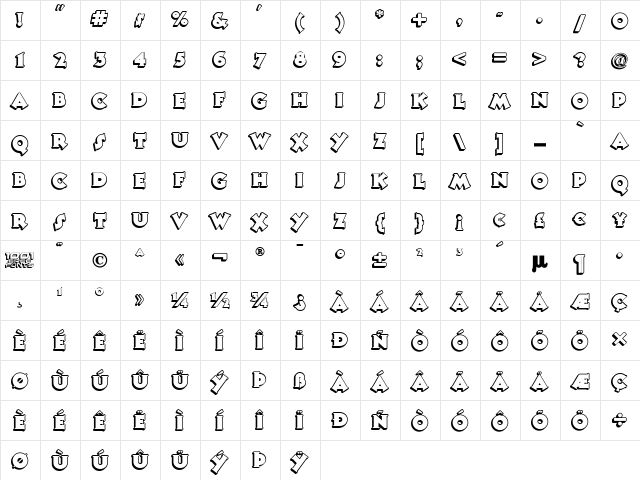 Tooney Noodle NF Regular  glyph index