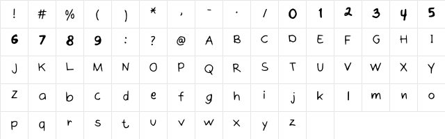 Meeneeloo Regular Regular  glyph index