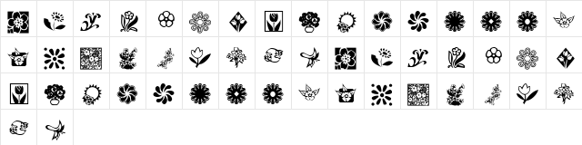 KR Kat's Flowers 2 Regular  glyph index