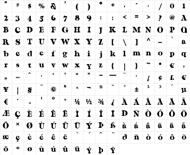 Krazy Kracks NF Regular  glyph index